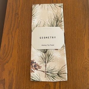 Geometry Pine Needle Kitchen Tea Towel - Cream & Green